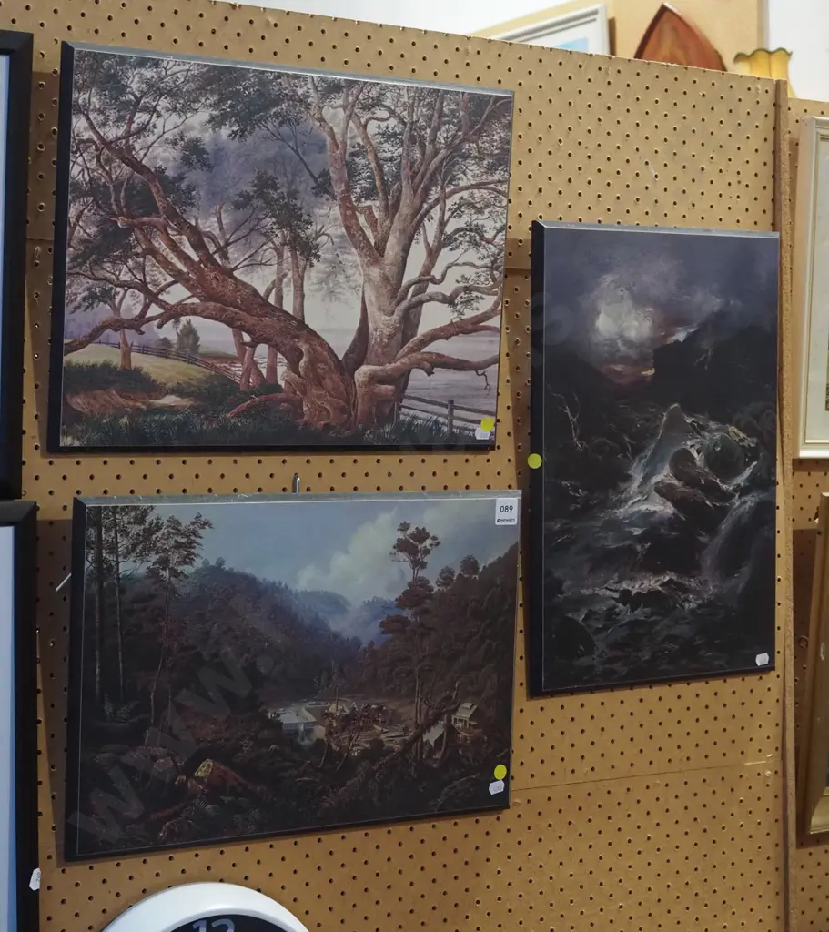 3x prints on boards - landscapes - yellow dots Image 1++