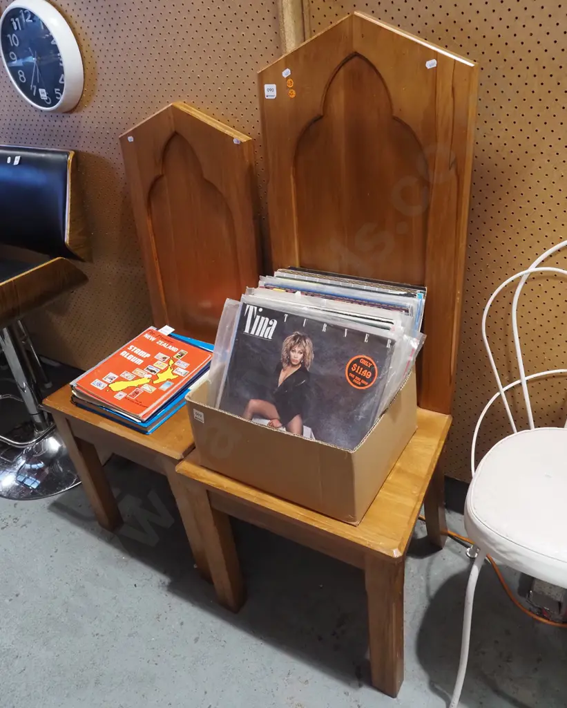2x solid rimu high back church chairs H1220 Image 1++