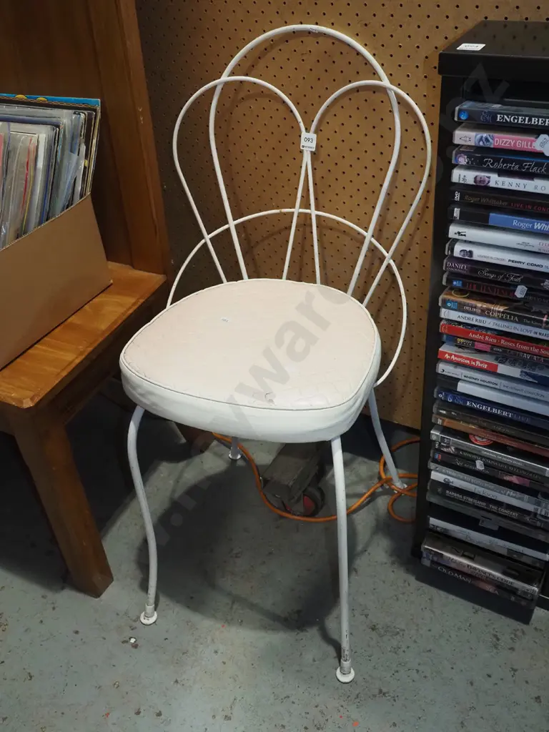 mid century wrought metal, vinyl upholstered bedroom chair Image 1++