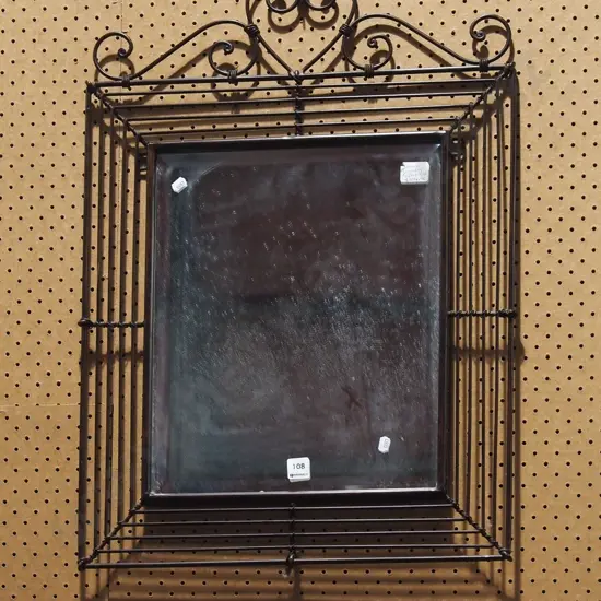 bevelled edge metal framed wall mirror H720