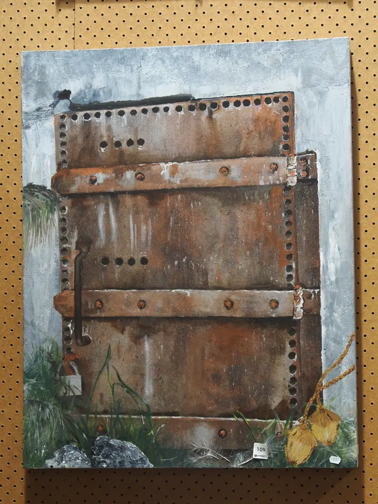 oil on boxed canvas - steel door Image 1++