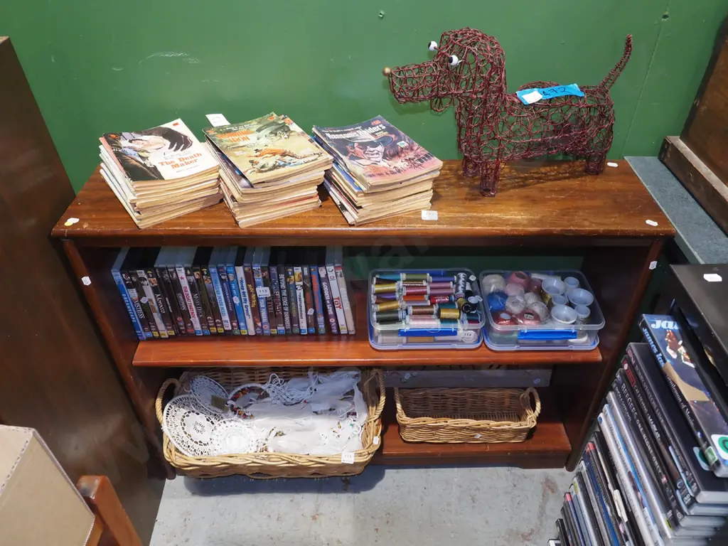 stained wooden bookcase H740 W980 D220 Image 1++