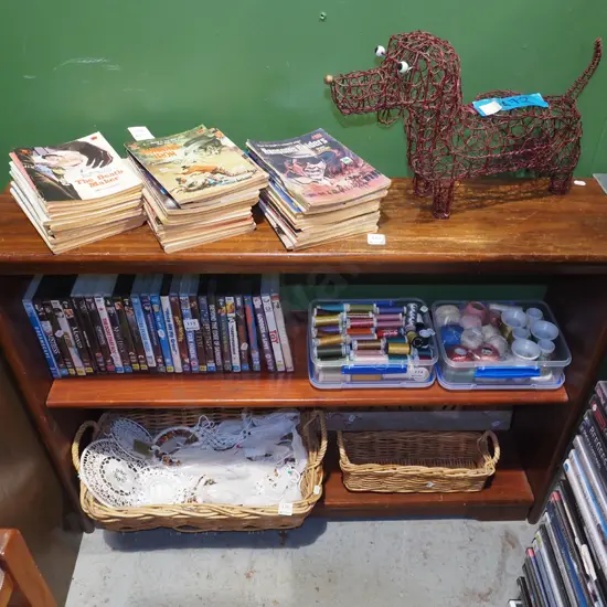 stained wooden bookcase H740 W980 D220