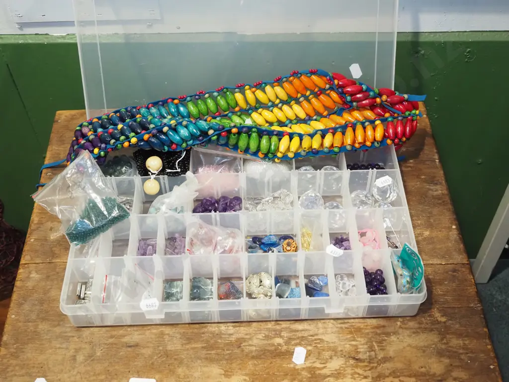 plastic organisers, polished stones, beads etc Image 1++