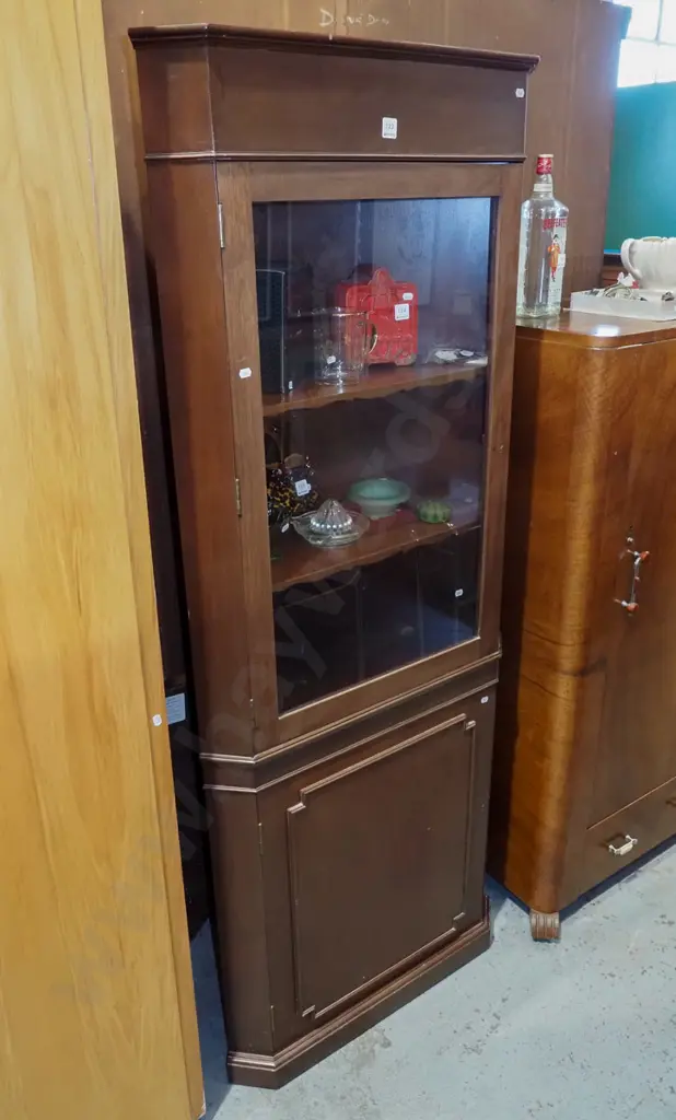 mahogany corner cabinet - 1 solid door and 1 glass display door H1810 W710 D400 Image 1++