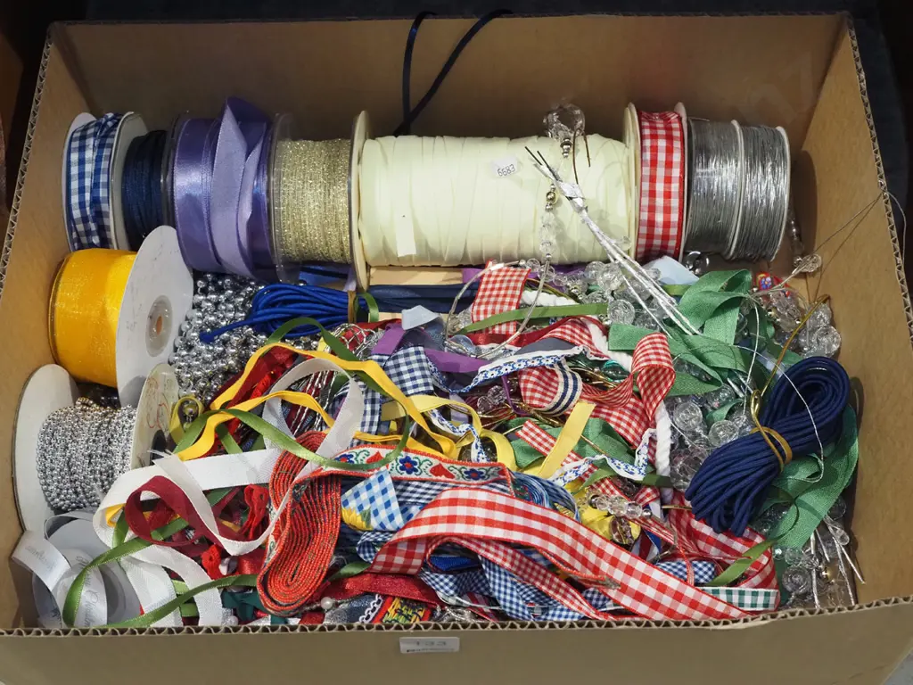 box; ribbons, beads, threads etc Image 1++
