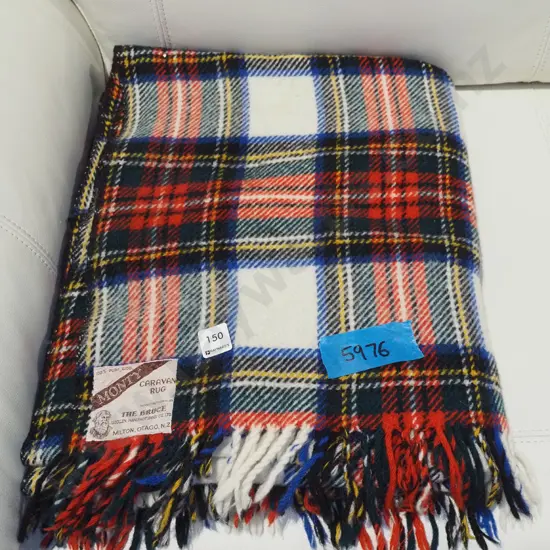 checked woollen Milton Mills travel rug