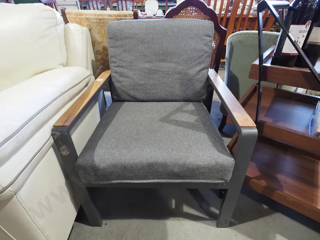 metal wood and charcoal reception chair Image 1++