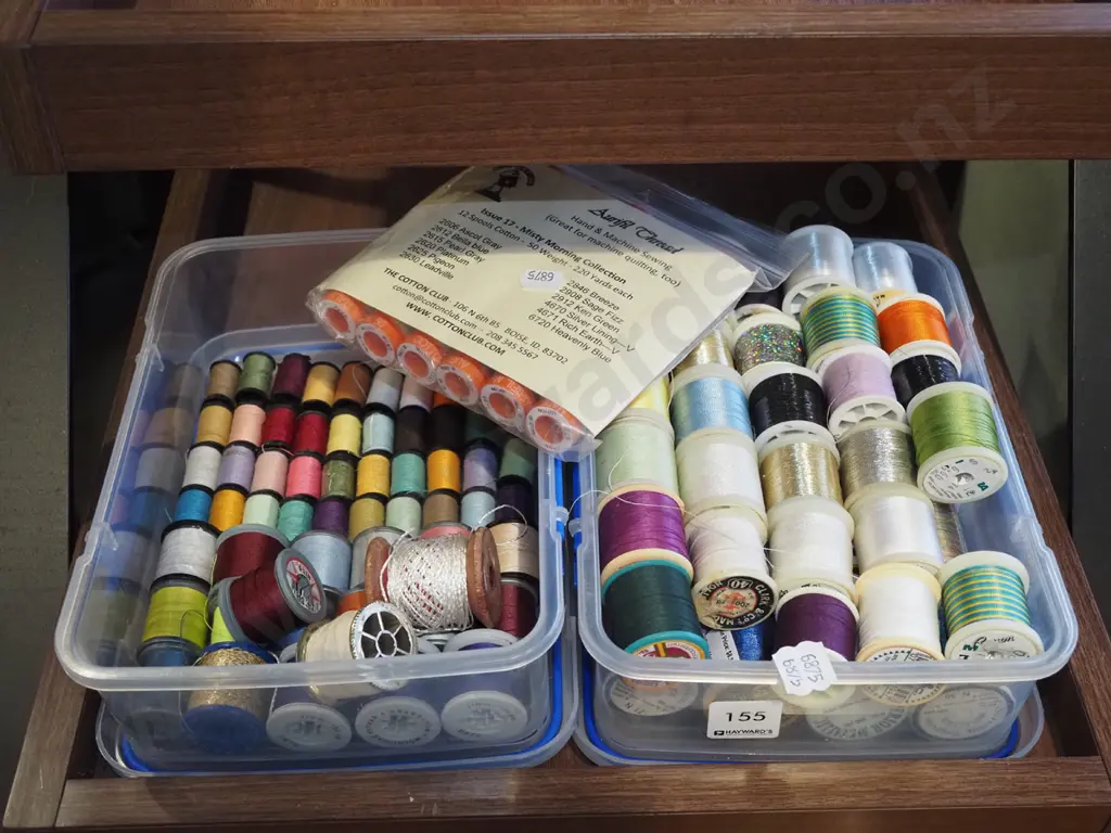 2x plastic containers of sewing threads Image 1++