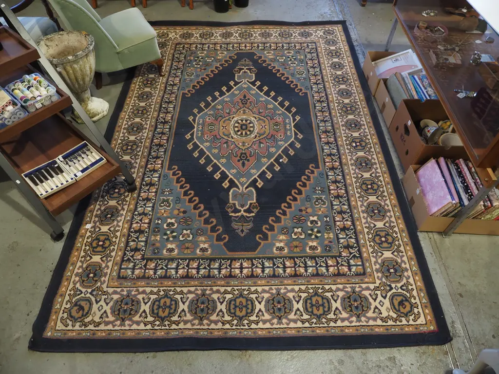 acrylic floor mat - creams, blacks, blues, pinks L2730 W1800 Image 1++