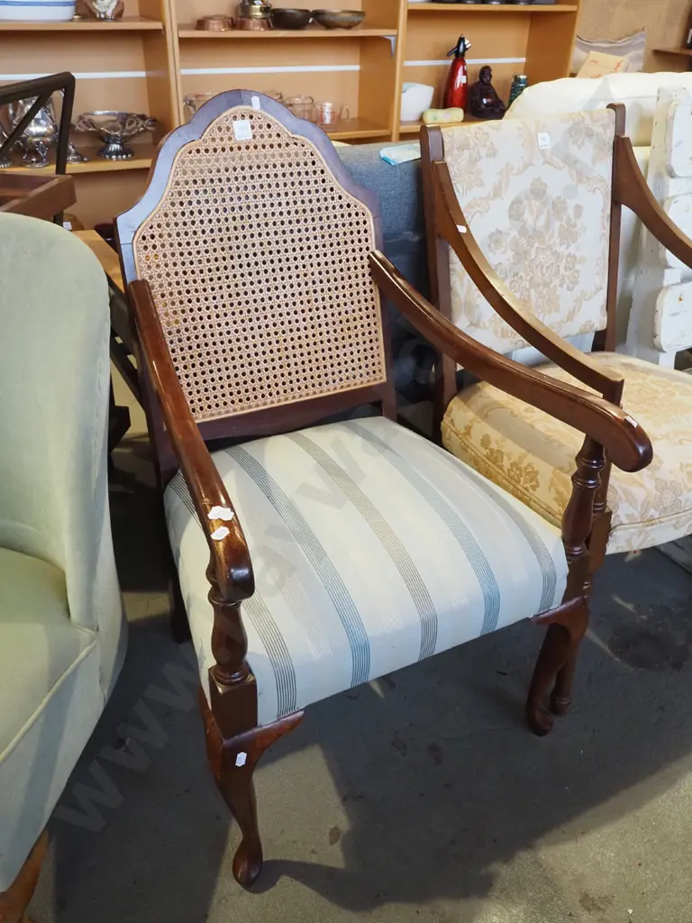 mahogany cab leg rattan backed armchair Image 1++