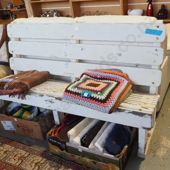 white painted solid wood garden bench seat H880 W1500 