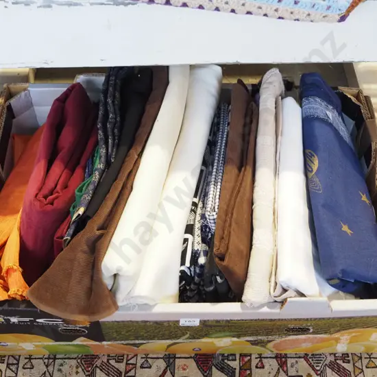 box; fabric pieces