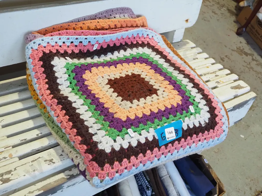 multi coloured hand crocheted  blanket Image 1++