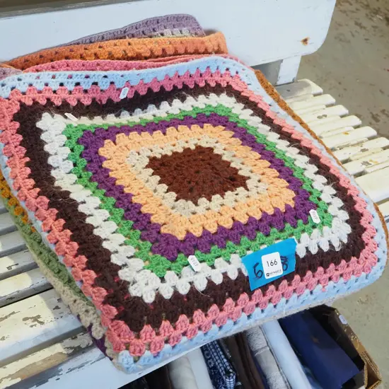 multi coloured hand crocheted  blanket