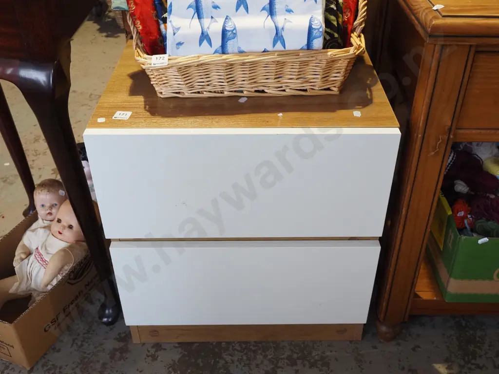 mdf faux wod melteca 2 drawer bedside cabinet  Image 1++