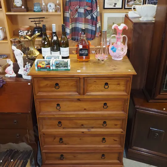 solid pine 6 drawer tallboy H1100 W850 D430