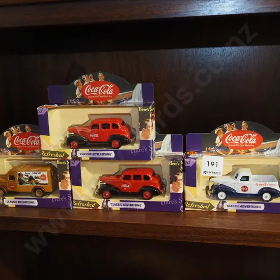 4x boxed Coca Cola diecast vehicles