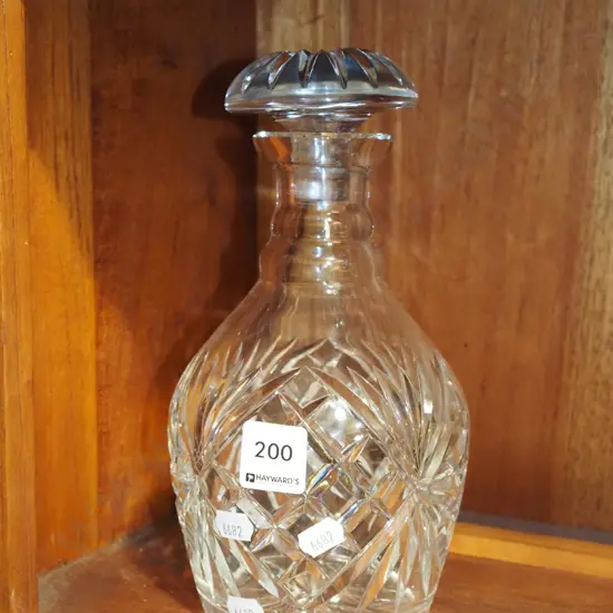 cut crystal stopppered decanter