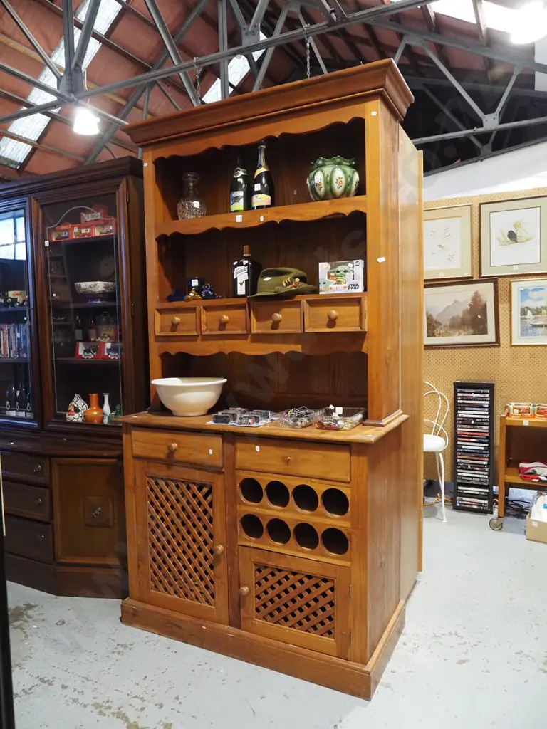 Indonesian hardwood Welsh dresser with 2 doors, 6 drawers and plate rack Image 1++