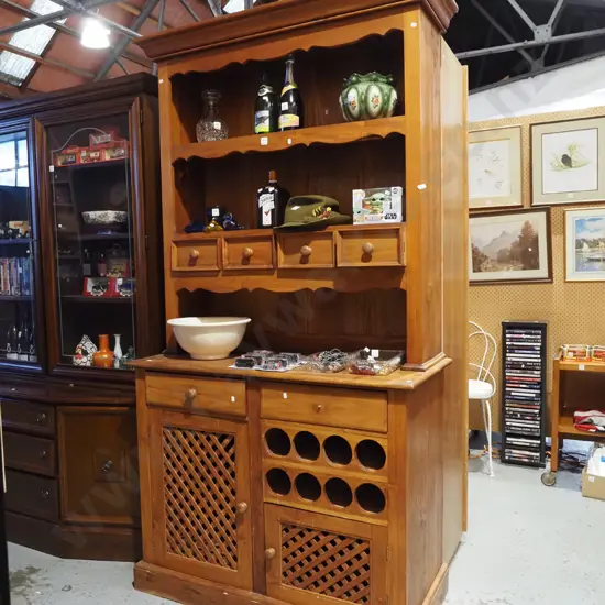 Indonesian hardwood Welsh dresser with 2 doors, 6 drawers and plate rack