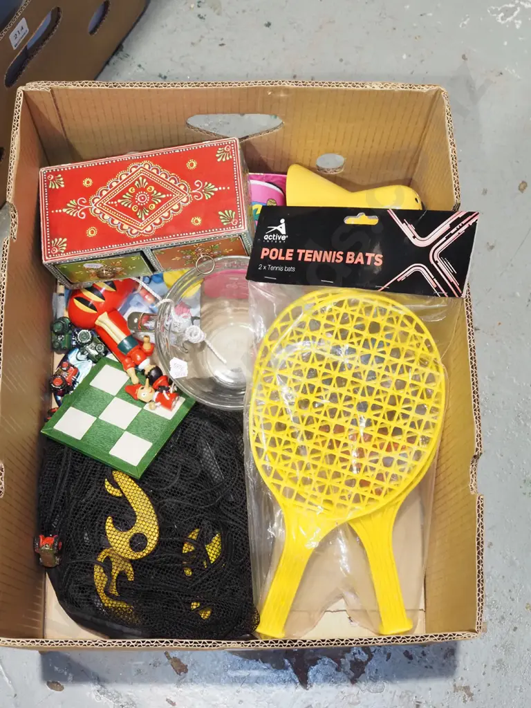box; buzzy bee, desk lamp, tennis paddles etc Image 1++