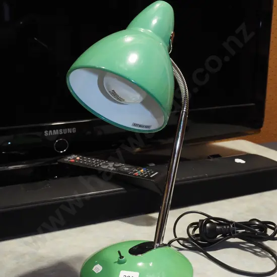 green metal desk lamp