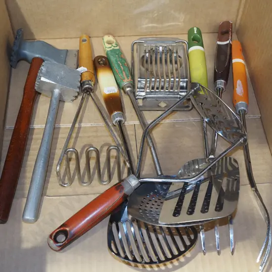 box of kitchen utensils