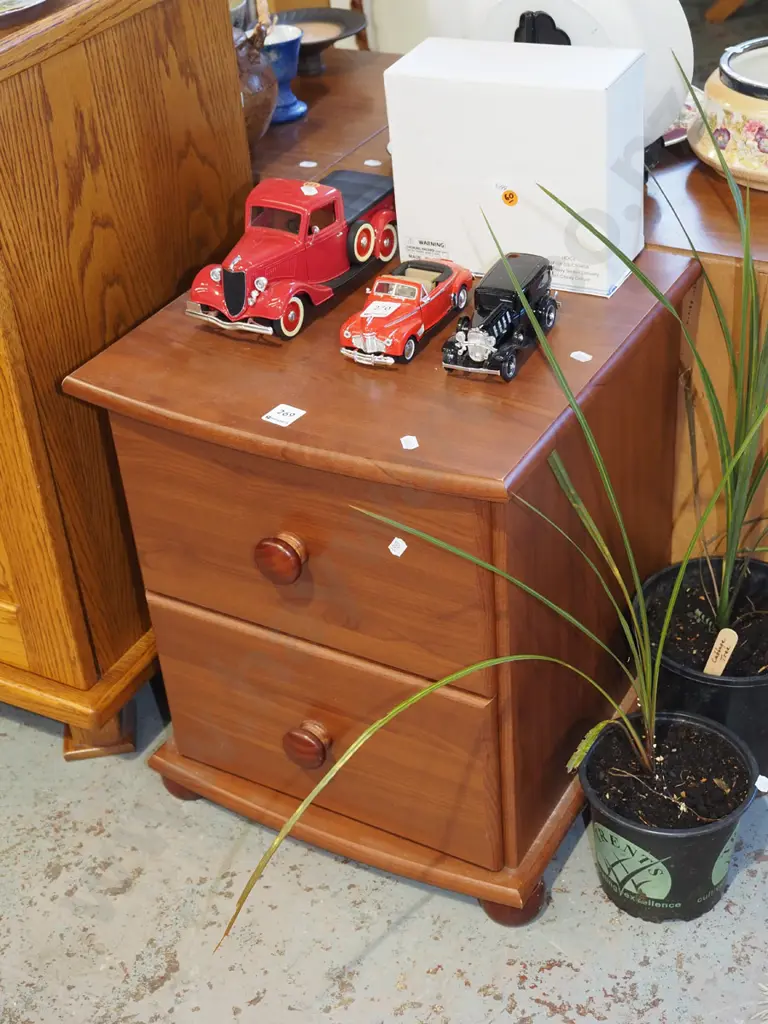 mdf faux wood veneer 2 drawer bedside cabinet Image 1++