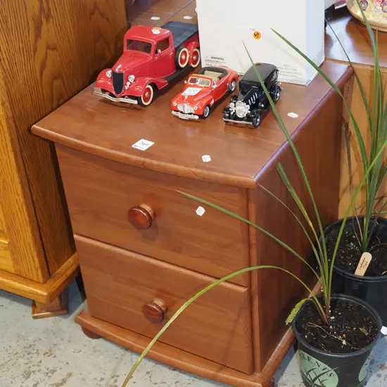 mdf faux wood veneer 2 drawer bedside cabinet
