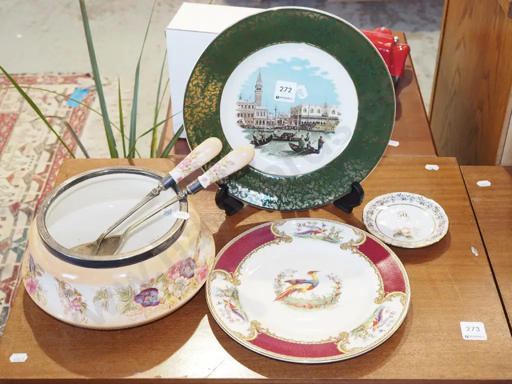 Devon Ware plated salad bowl with servers, 2x plates, pin dish Image 1++