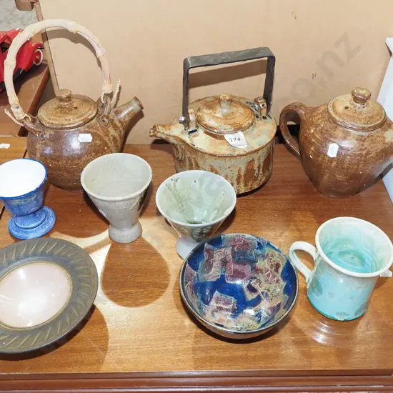 studio pottery; teapots, bowls, cups etc