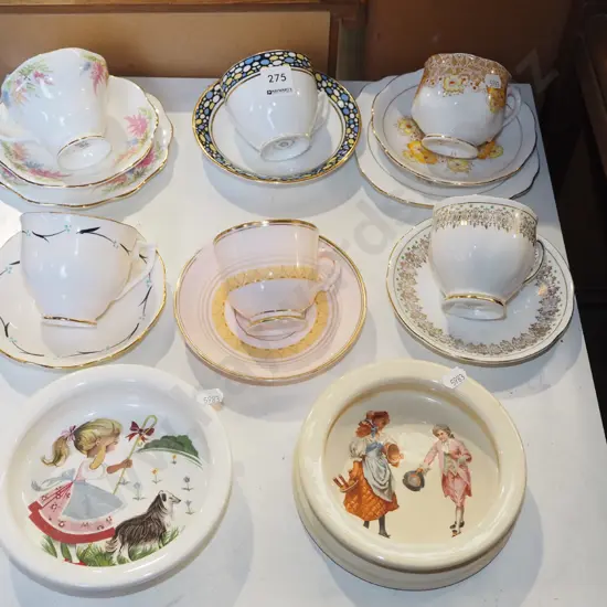 6x trios, Royal Doulton and Crown Lynn babies bowls