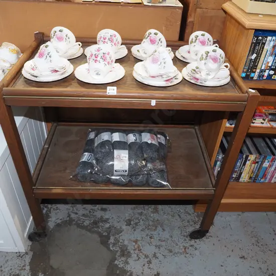 oak 2 tier tea trolley