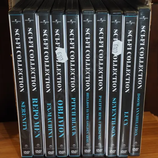 box; various sci-fi DVDs