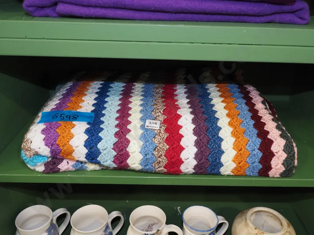 multi coloured crochet blanket Image 1++