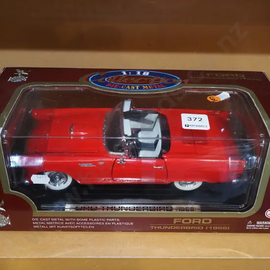 box; diecast model of 1955 Ford Thunderbird