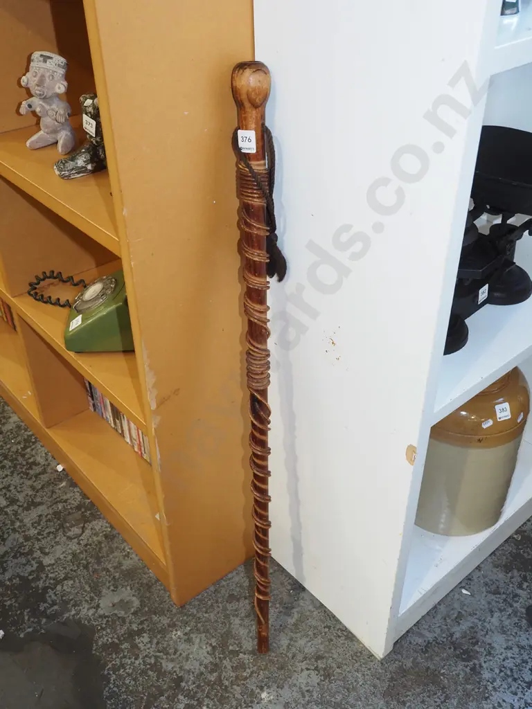 wooden walking stick with inlay paua Image 1++