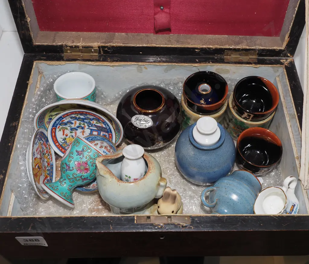 vintage wooden sewing box, Asian cups, vases etc Image 1++