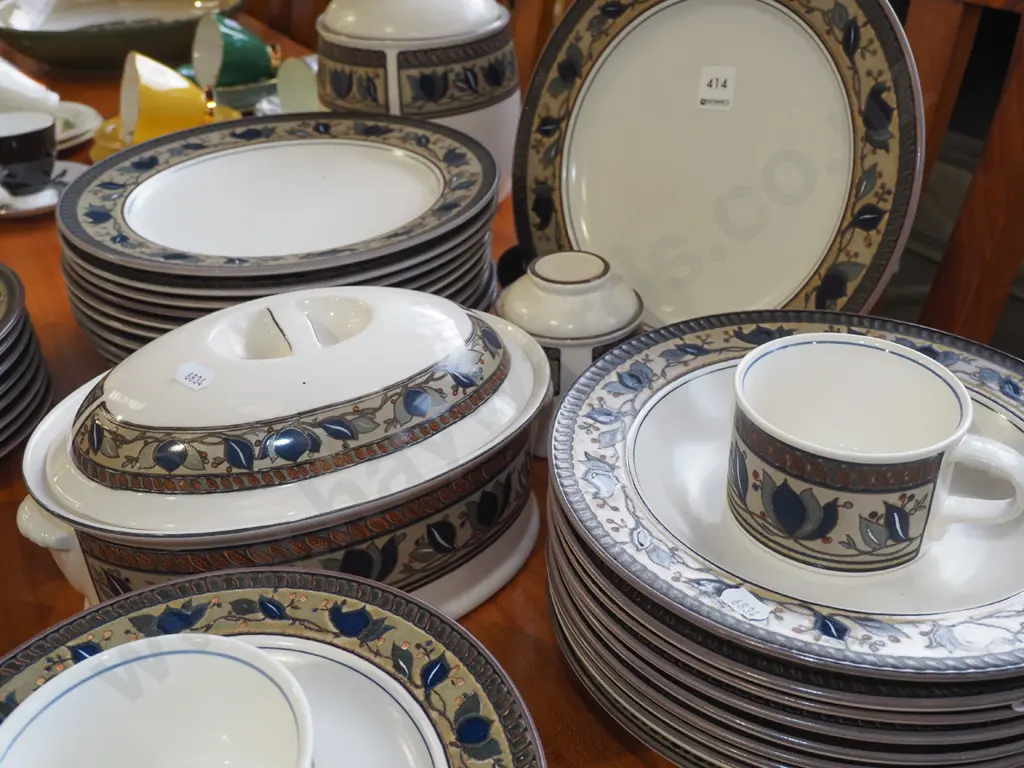 assorted Mikasa Intaglio dinner items; plates, canisters, cups, bowls etc Image 1++