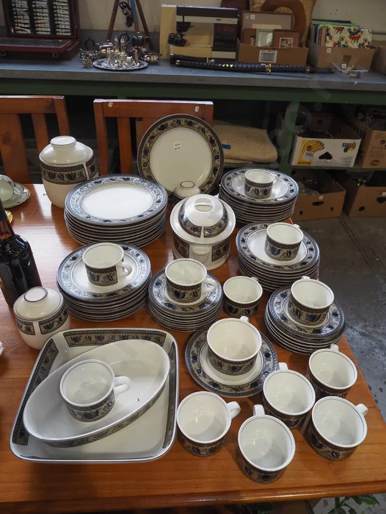 assorted Mikasa Intaglio dinner items; plates, canisters, cups, bowls etc Image 1++