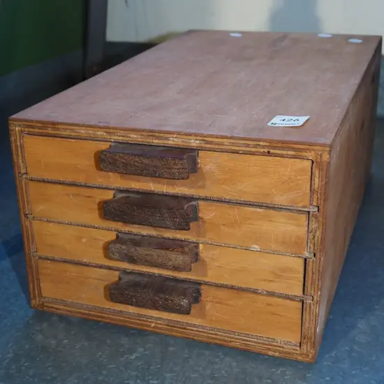 homemade plywood 4 drawer specimen chest H180