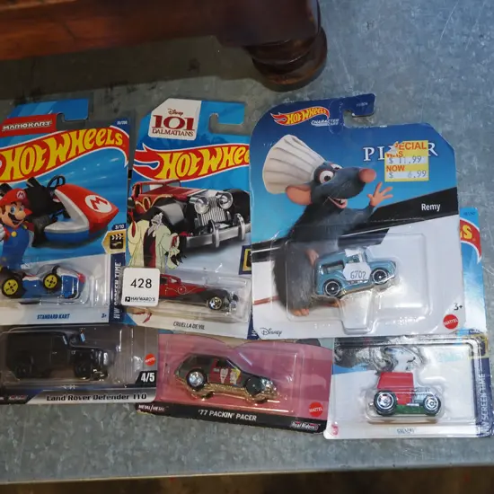 6x as new carded Hotwheels vehicles