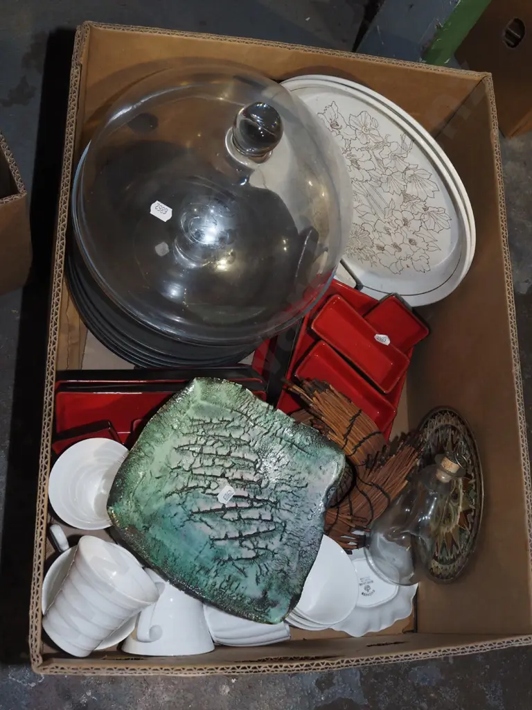 box; cake stand, cover dish, Crown Lynn plates, sauce dishes etc Image 1++
