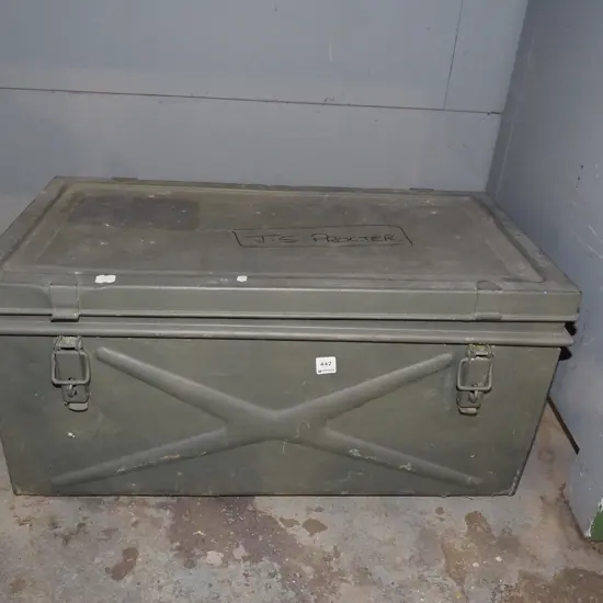 green painted metal trunk
