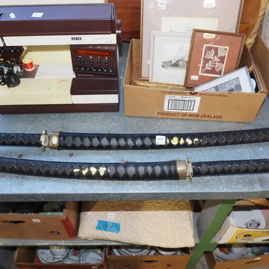 2x decorative Asian swords in sheaths