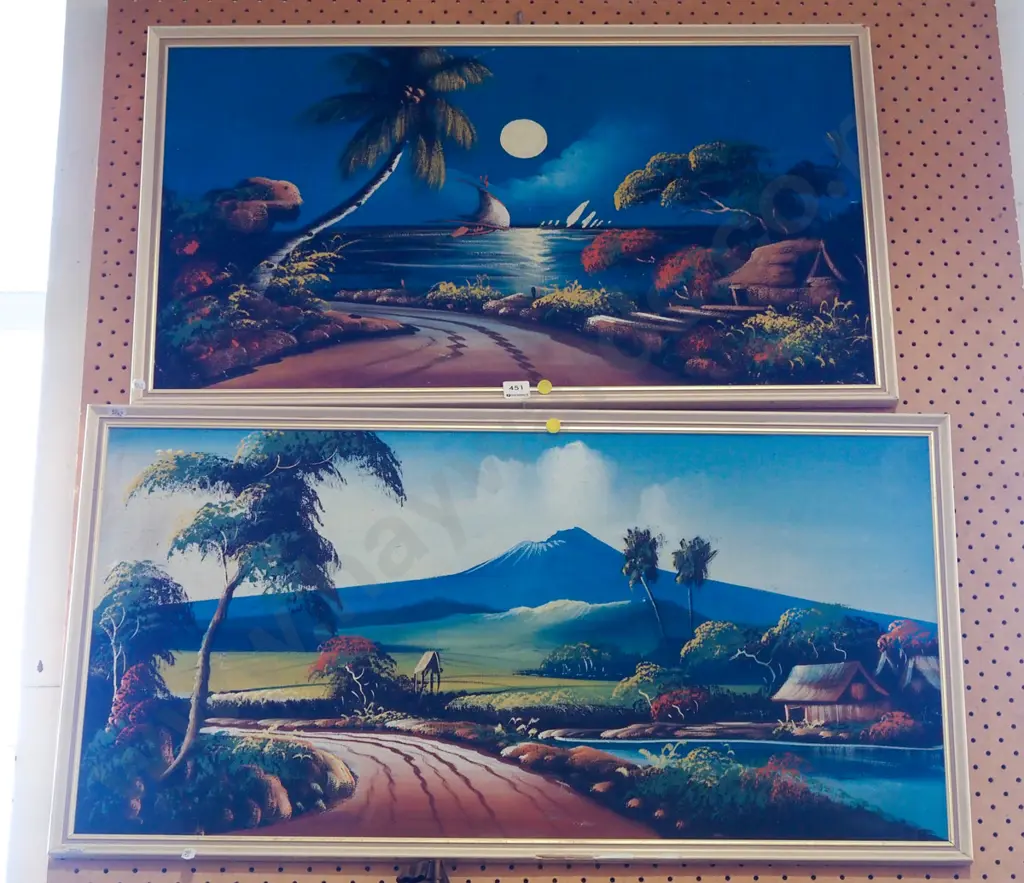 2x oil on boards - landscapes - yellow dots Image 1++