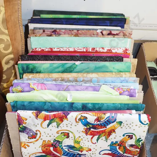 box; fabric pieces