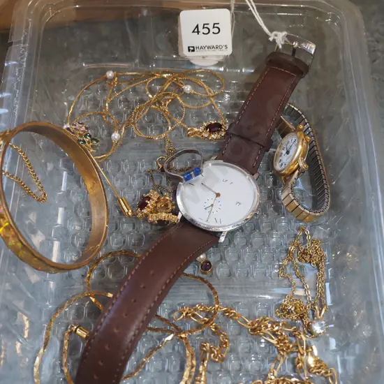 box; watches, costume jewellery
