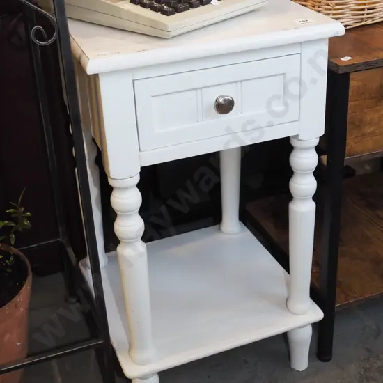 mdf painted turned leg 2 tier bedside table - paint needs attention
